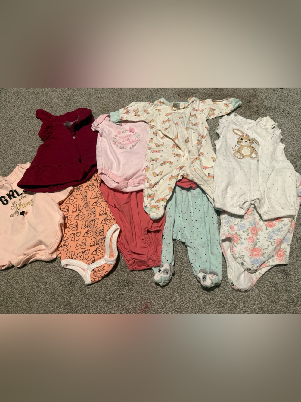 Kids One-Piece Bodysuit Bundle - Mixed Pink, Peach, Mint, Cream
